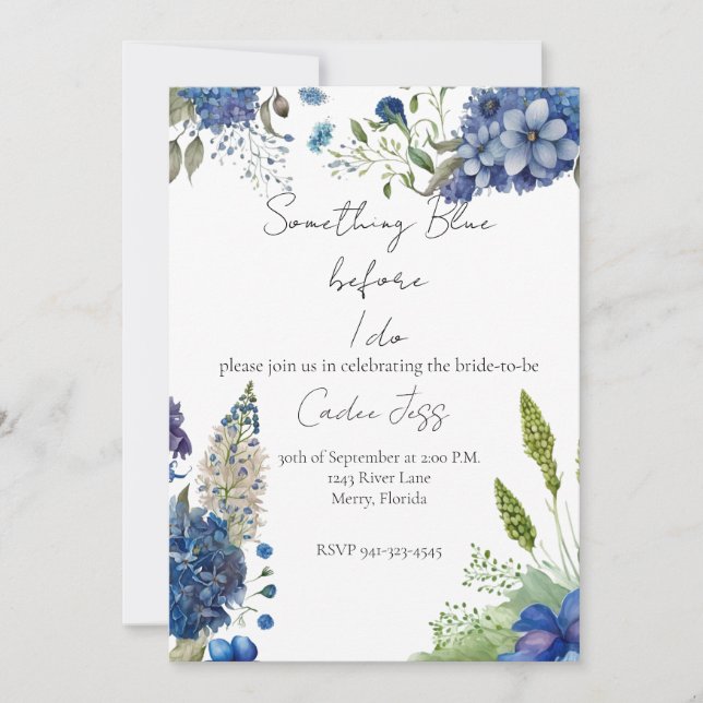Un Invitation Fête des mariées bleu (Devant)