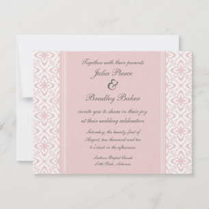 Un Invitation Mariage damassé éblouissant, rose cl