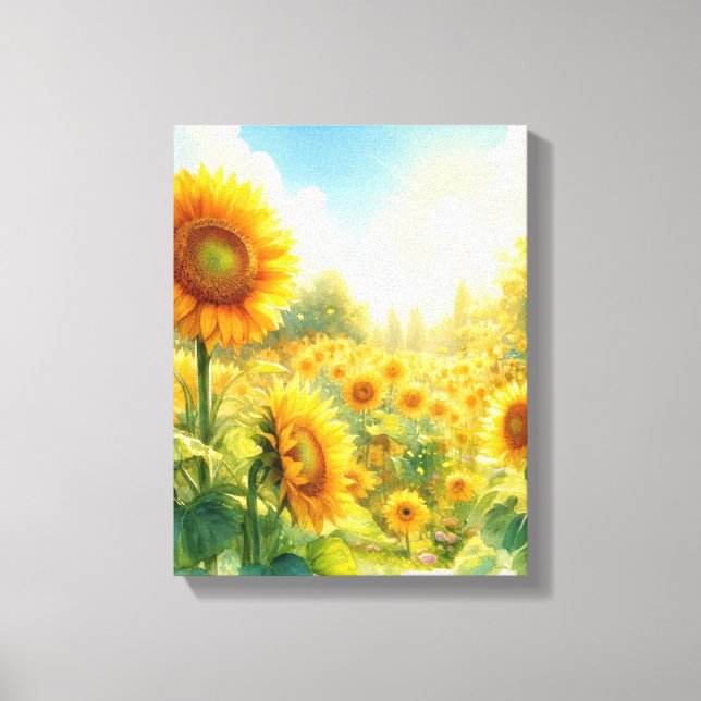 Un jardin de fleurs de tournesol - toile enveloppé (Recto)