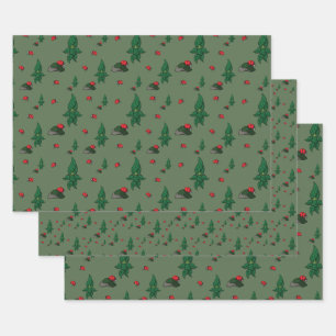 Un jeu de papier à envelopper dans les bois