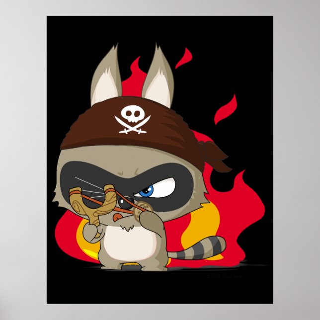 Un joli raton laveur de pirate, un poster de dessi (Devant)