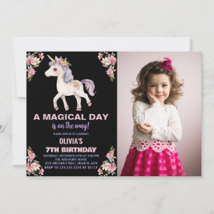Un jour magique Unicorn Anniversaire Invitations p