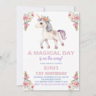 Un Jour Magique Unicorne Invitations Anniversaire