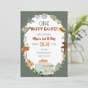 Un Joyeux Camper Anniversaire Carte d'invitation