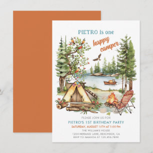 Un Joyeux Camper Boys 1er Invitation anniversaire