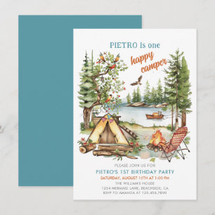 Un Joyeux Camper Boys 1er Invitation anniversaire