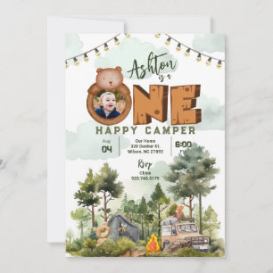 Un joyeux Camper Invitation d'anniversaire avec ph