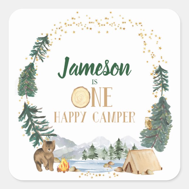 Un joyeux Camper Stickers de fête d'anniversaire (Devant)
