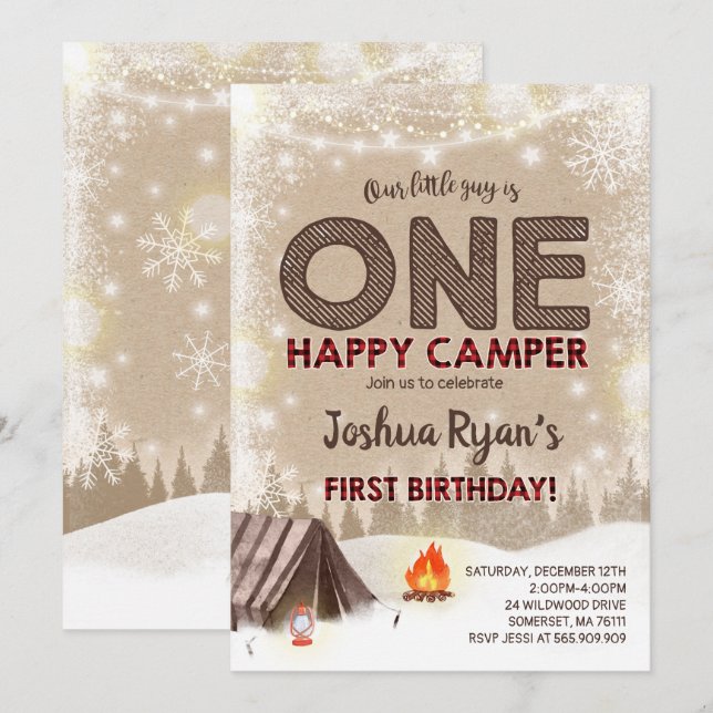 Un joyeux campeur Invitation Fête de Camping (Devant / Derrière)