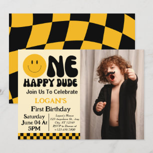 Un joyeux garçon de 1er anniversaire Invitation ph