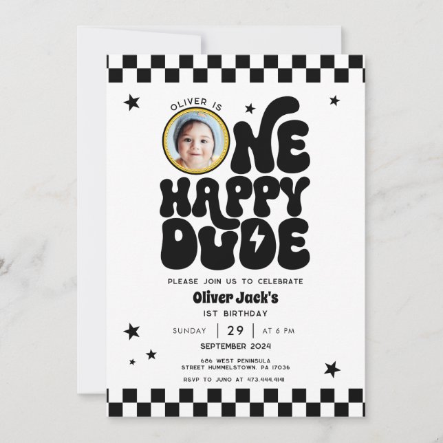 Un joyeux mec 1er anniversaire Invitation avec pho (Devant)