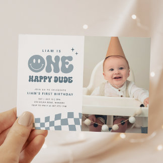 Un joyeux Mec Anniversaire Fête Photo Invitation