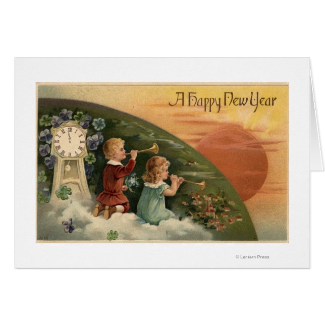 Un Joyeux Nouvel AnLes Enfants Soufflent Des Tromp (Devant horizontal)