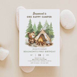 Un joyeux Ours De Camper Invitation Anniversaire 1