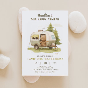 Un joyeux Ours De Camper Invitation Anniversaire 5