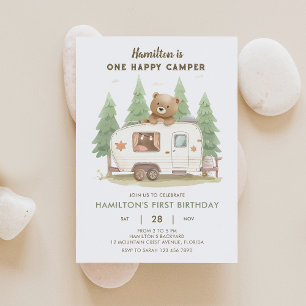 Un joyeux ours de camping Invitation d'anniversair