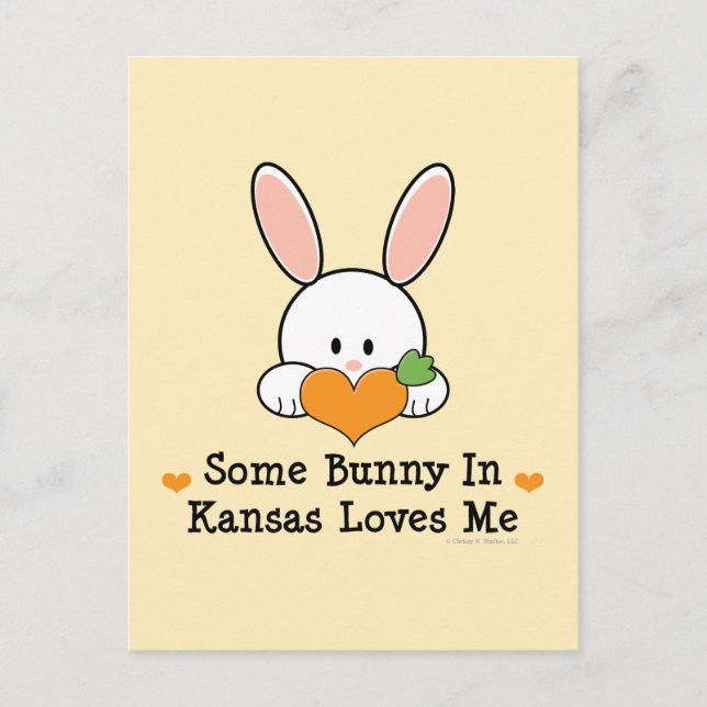 Un lapin au Kansas m'aime Carte postale (Devant)