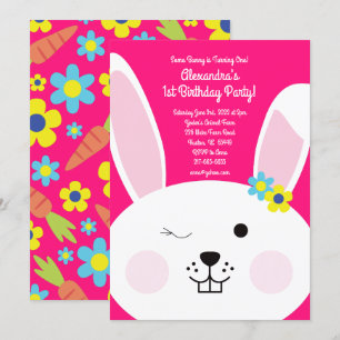 Un lapin est un 1er anniversaire Invitations de la