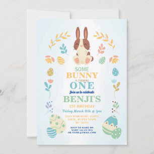 Un lapin Pâques 1ère fête Anniversaire Invitation 