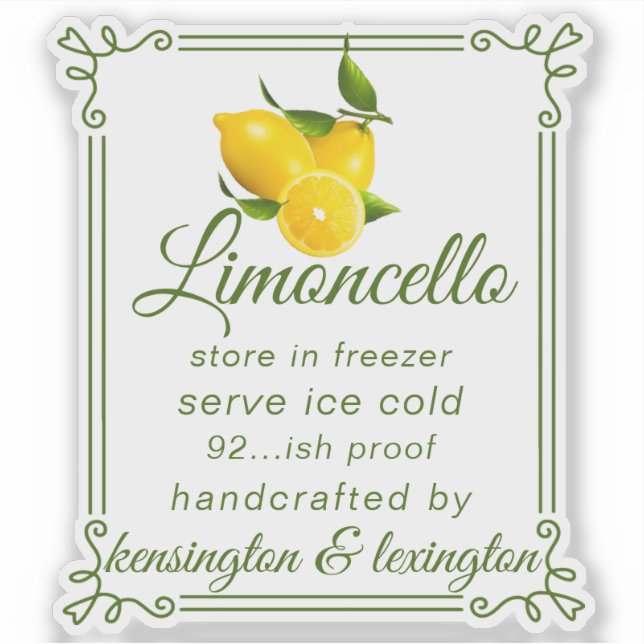 UN Limoncello Clear Modern Bottle Étiquette (Devant)