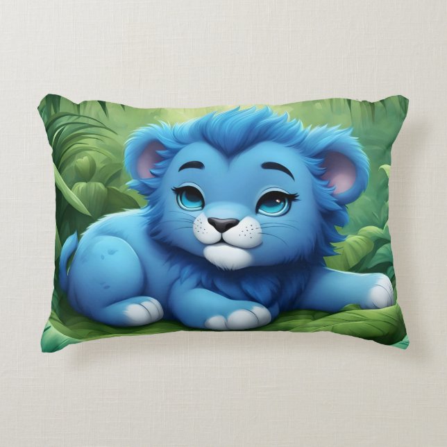 Un Lion bleu dans la jungle Coussin (Devant)