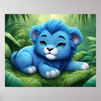 Un Lion bleu dans la jungle Poster