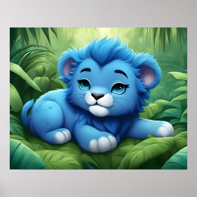 Un Lion bleu dans la jungle Poster (Devant)