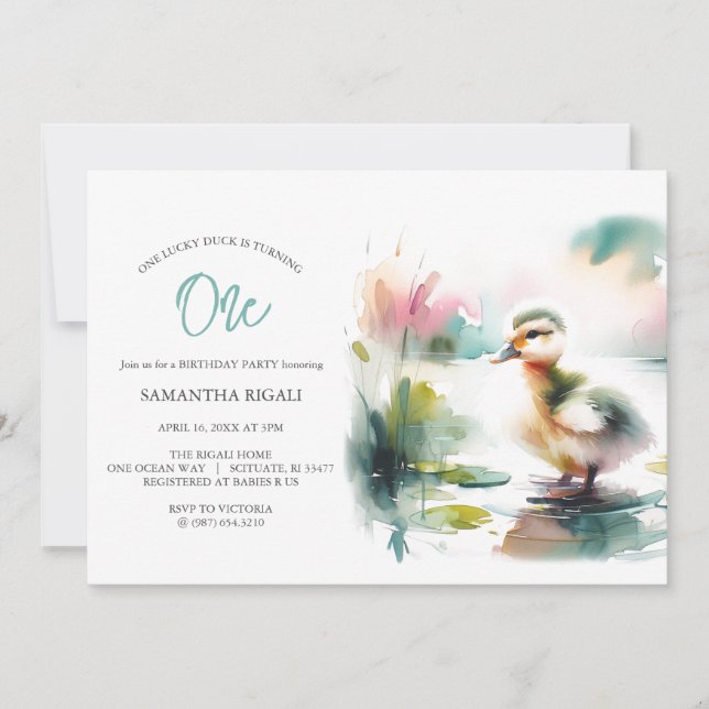 Un Lucky Duck Boy 1er Anniversaire Invitations (Devant)