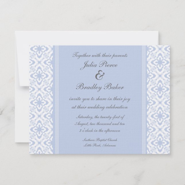 Un Mariage damassé Invitation éblouissant, bleu cl (Devant)