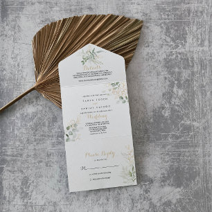 Un Mariage De Foliage Vert Or Tout En Une Invitation