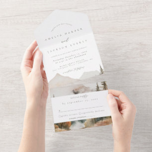 Un Mariage de la montagne Boho tout en une invitation