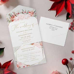 Un Mariage d'hiver tout en une invitation dorée