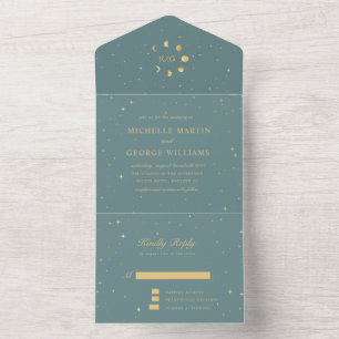Un Mariage d'or céleste tout en une invitation