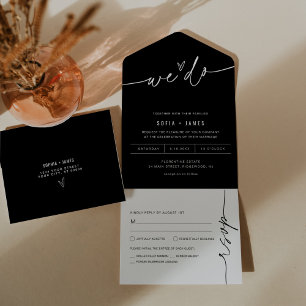 Un MARIAGE minimaliste NOIR tout en une invitation