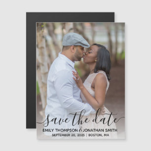 Un mariage photo sauve la date Magnets en noir