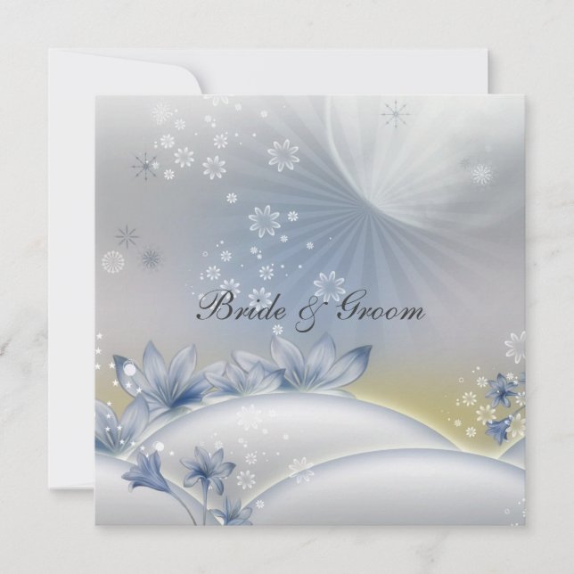 Un Mariage Populaire Élégant Invitation Fleurs bla (Devant)