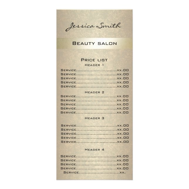 Un menu "faux gold card" de luxe moderne et élégan (Devant)