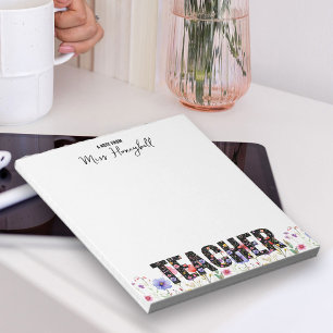 Un mot de l'enseignant Carnet Pretty Wildflower
