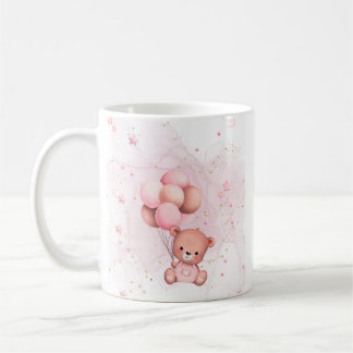 Un mug de célébration avec un ours en peluche rose