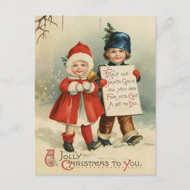Un Noël Jolly pour vous - Carte postale Vintage (Devant)