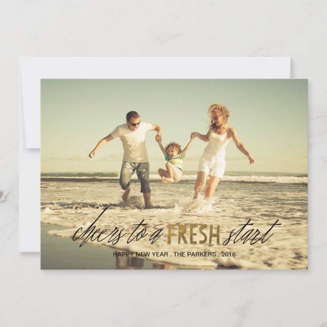 Un nouveau départ heureux carte photo du Nouvel An (Devant)