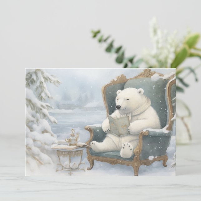 Un Ours Blanc Polaire Dans La Carte De Vacances Ne (Debout devant)