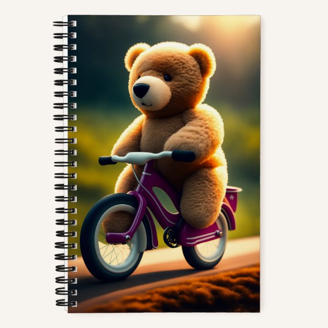 Un ours en peluche à vélo sur un Carnet (Recto)