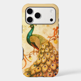 Un paon doré sur un iPhone de Noël