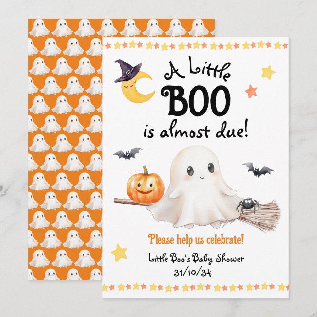 Un Petit Baby shower Boo Halloween Invitation (Devant / Derrière)