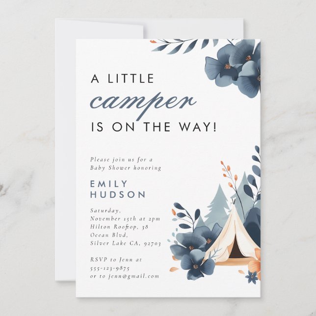 Un Petit Baby shower De Camper Forest Invitation (Devant)
