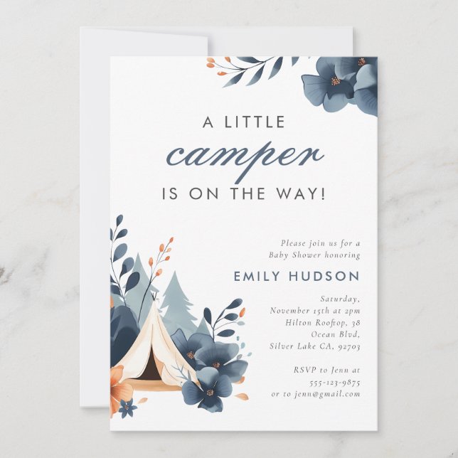 Un Petit Baby shower De Camper Forest Invitation (Devant)
