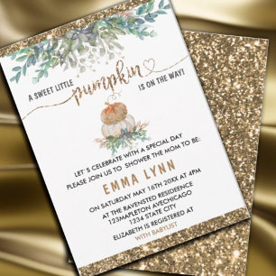 Un petit Baby shower d'or Citrouille Invitation