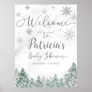 Un petit Baby shower gris Snowflake Affiche de bie