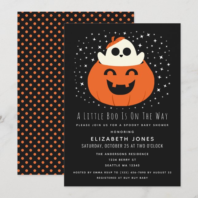 Un petit Boo Halloween Baby shower Invitation (Devant / Derrière)